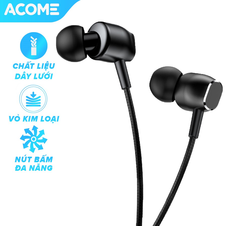 [Mã ELRVA30K giảm 7% đơn 99K] Tai Nghe Nhét Tai ACOME AW03 Jack cắm 3.5mm - Âm Thanh Sắc Nét - Âm Bass Mạnh Mẽ