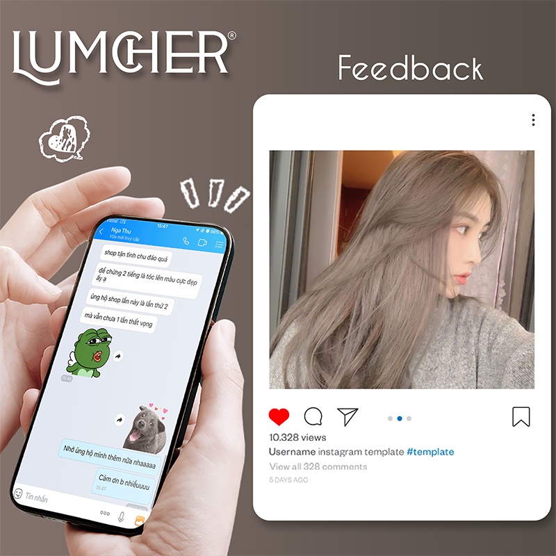 Thuốc nhuộm tóc Nâu Sữa, Nâu Trà Sữa tại nhà chính hãng Lumcher LC15