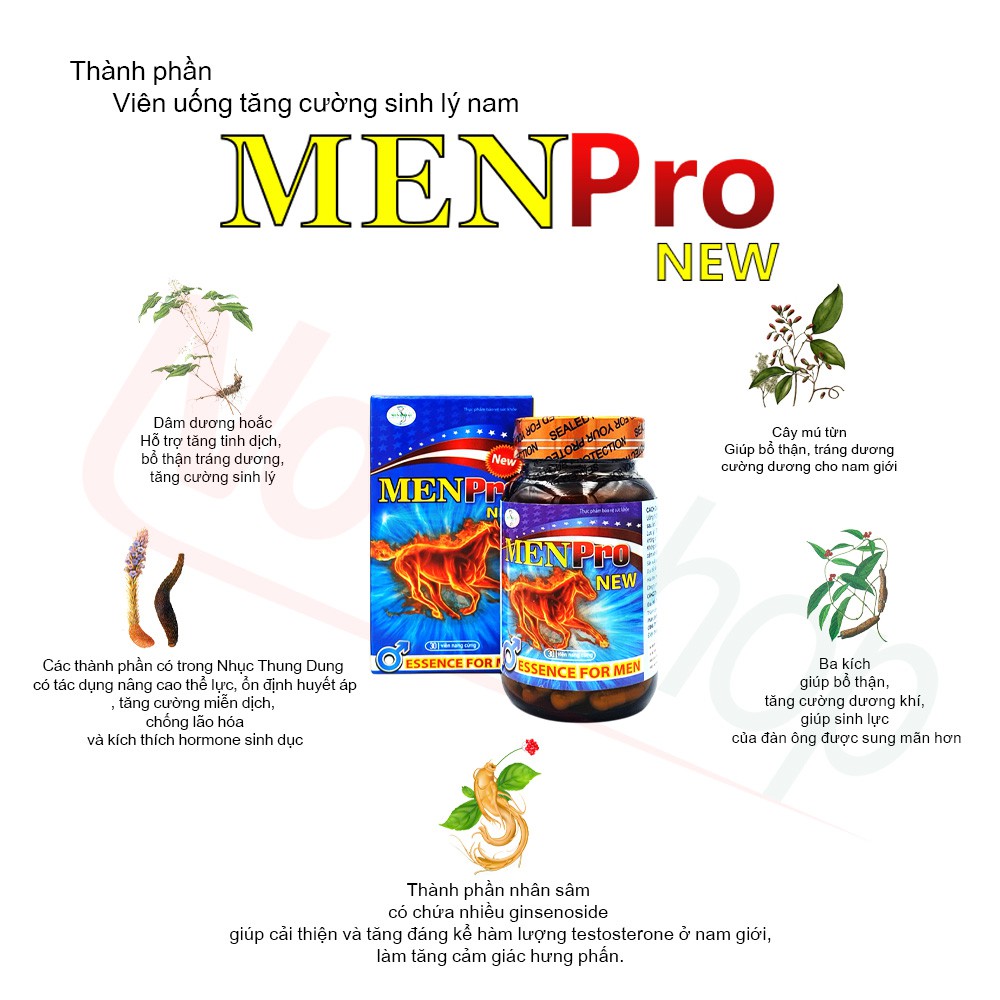 Menpro New, viên uống tăng cường sinh lực, cải thiện các vấn đề về sinh lý, bồi bổ sức khỏe, tăng ham muốn cho nam giới