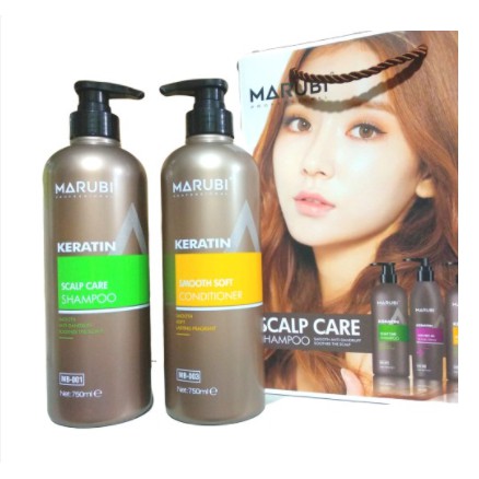 Cặp Dầu Gội Xả Marubi keratin collagen siêu mượt 750ml CT68