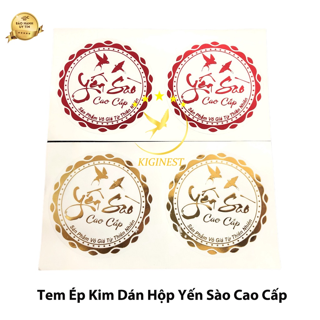 COMBO 100 Tem nhãn Ép Kim dán hộp Yến Sào cao cấp