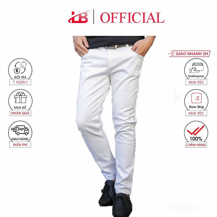 [Mã LTP50 giảm 50000 đơn 150000] Quần jean nam LB màu trắng , vải denim co giãn, phom skiny fit, dễ mix