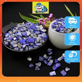 Đá vụn màu xanh lam - lapis lazuli, đá thanh tẩy, vụn đá phong thuỷ dùng trang trí, thả bể cá, làm đồ vật may mắn