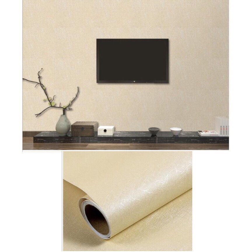 DECAL 1M PVC giấy dán tường khổ 45cm  nhám sợi màu vàng