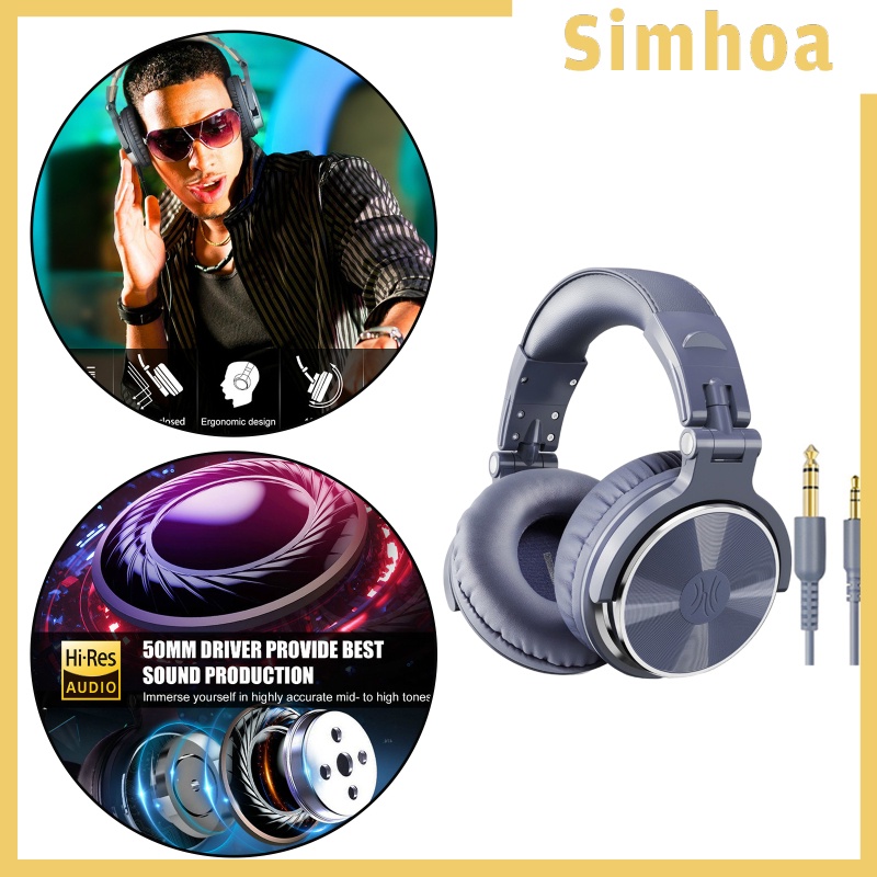 [SIMHOA] Over Ear DJ Stereo Wired Headphone Headsets for Studio