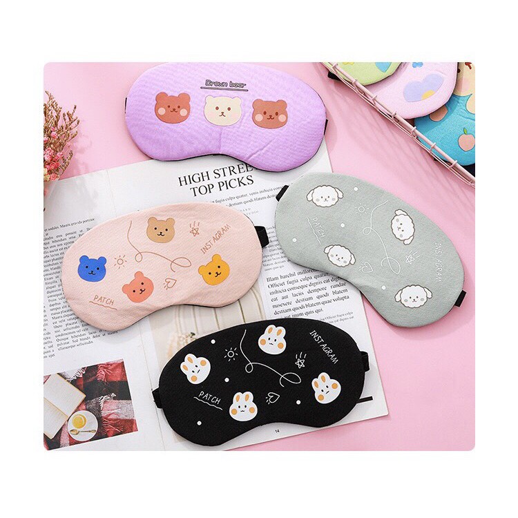 Bịt Mắt Che Mắt Ngủ Có Túi Gel Làm Mát Massage Hình Thú Cute