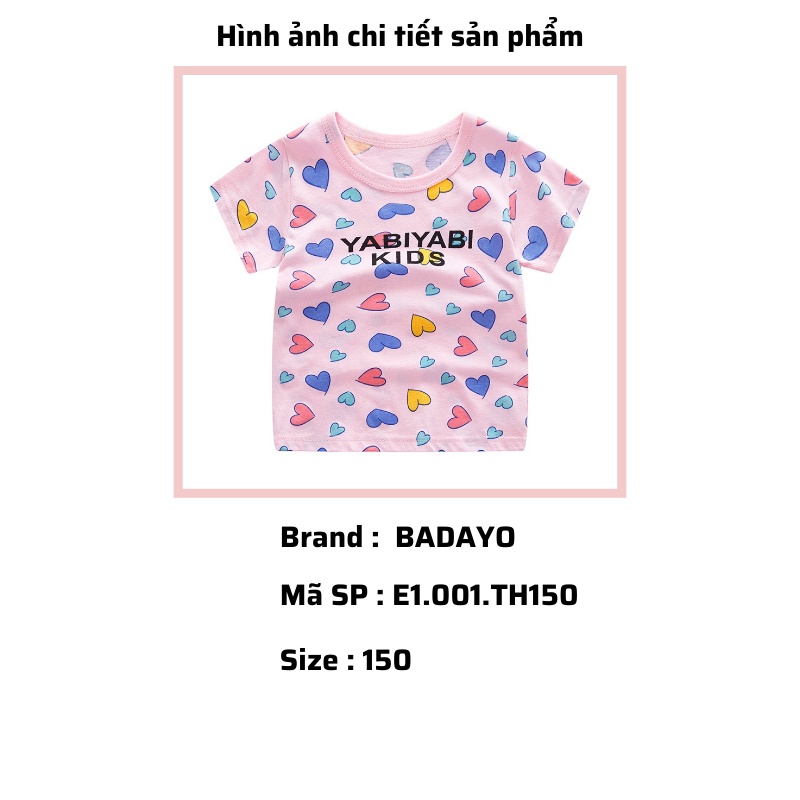 Áo thun bé trai bé gái cộc tay Chất liệu cotton in hình cao cấp hàng quảng châu đẹp Badayo E1.001.KL110