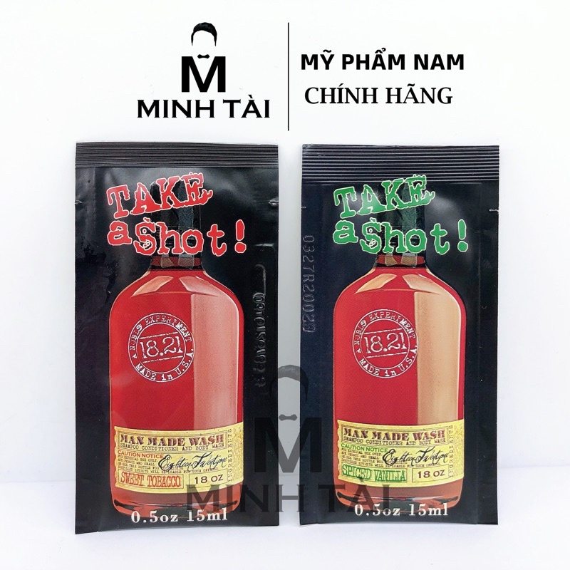 [CHÍNH HÃNG USA ] Dầu Gội Xả Tắm 3 Trong 1 18.21 Sweet Tobacco Man Made Wash 15ml