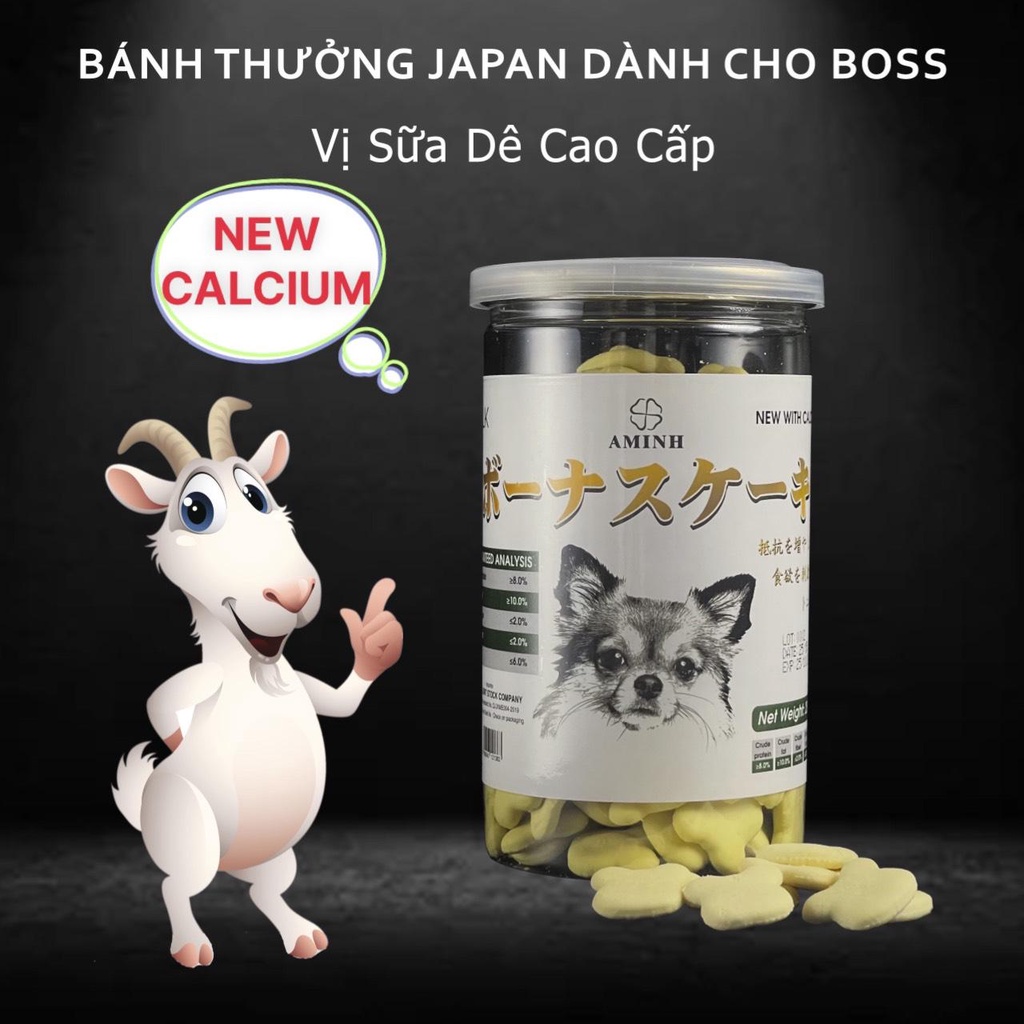 [AMINH] Bánh Thưởng Japan dành cho thú cưng 250gram Vị bò và sữa dê Bổ sung canxi Tốt cho hệ tiêu hóa