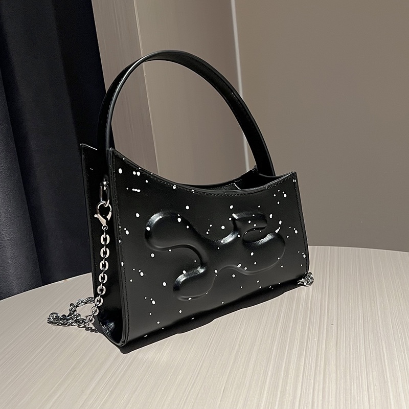 Túi xách JASMIN NOIR da PU hình bán nguyệt phối dây xích thời trang dành cho nữ