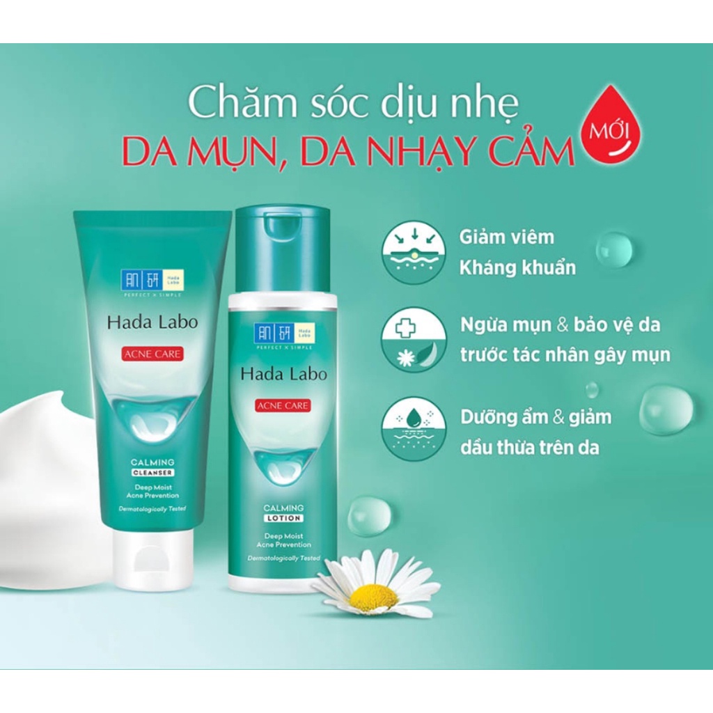 Dung dịch dưỡng ẩm 170ml cho da mụn/nhạy cảm Hada Labo Acne Care Calming