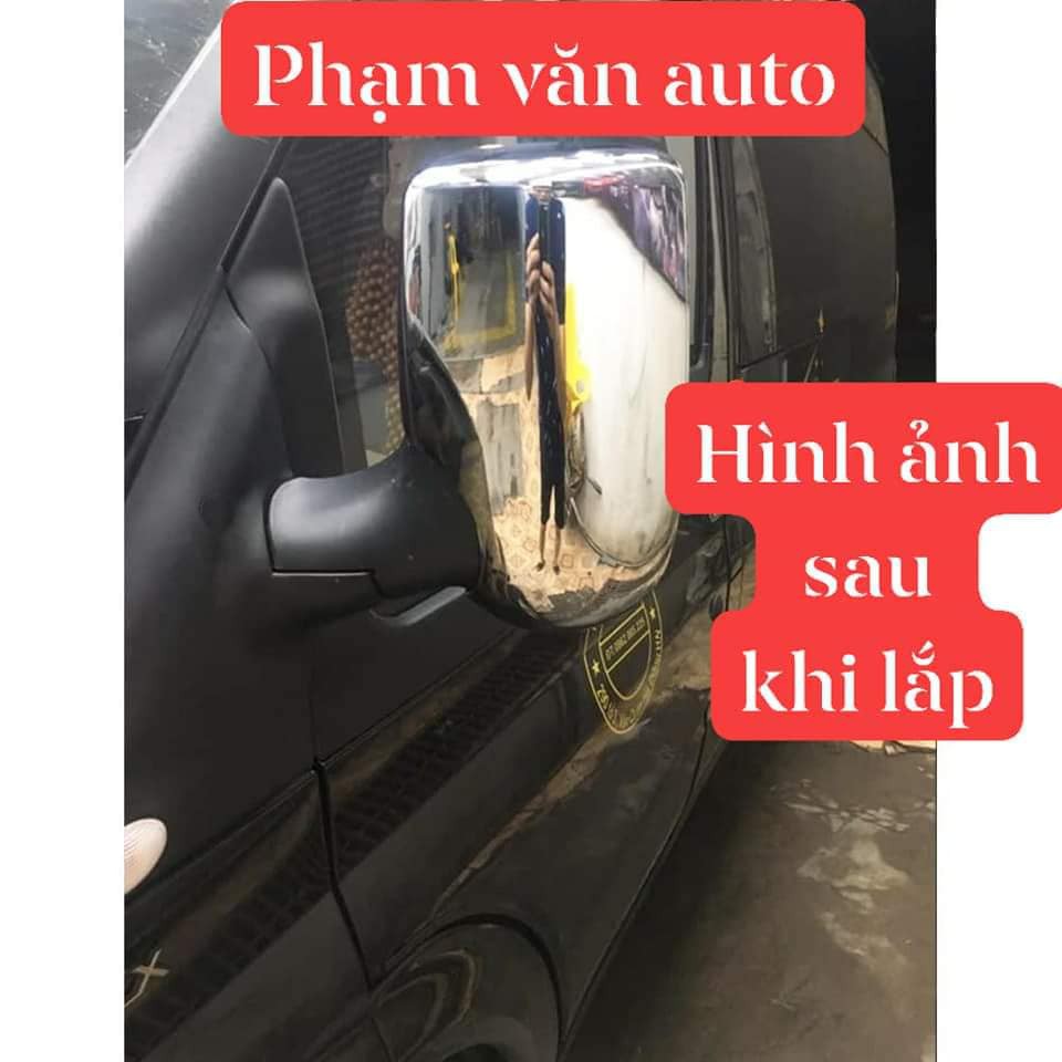 Ốp gương ford Transit mạ crome bản không tai, Viền trang trí kính hậu Transit Phạm Văn Auto