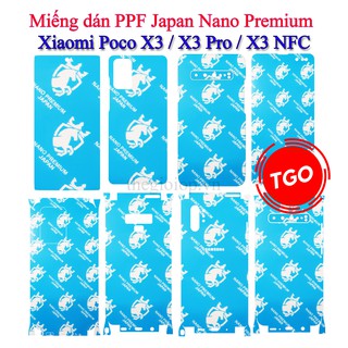 Miếng dán PPF Japan Nano Premium Xiaomi Poco X3 / Poco X3 NFC / Poco X3 Pro màn hình, mặt lưng