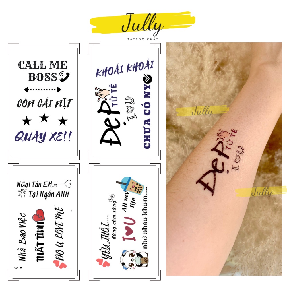 Hình xăm dán, xăm tạm thời chữ hot trend, ý nghĩa, mẫu thiết kế độc quyền JULLY Tattoo