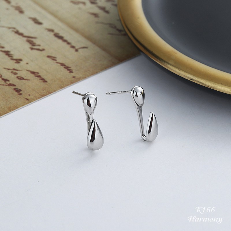 Khuyên tai bạc bông nữ hình giọt lệ khác lạ, xinh xắn, sang chảnh | HARMONY ACCESSORIES K166