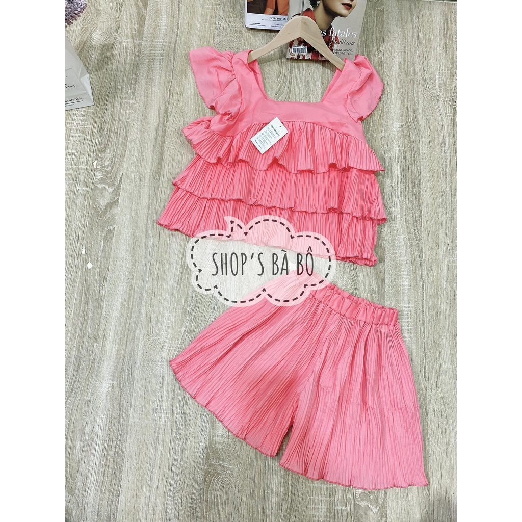 Bộ đùi mặc nhà, mặc đi chơi cho nữ, áo tầng, tay cánh tiên, quần short, form rộng, thoải mái