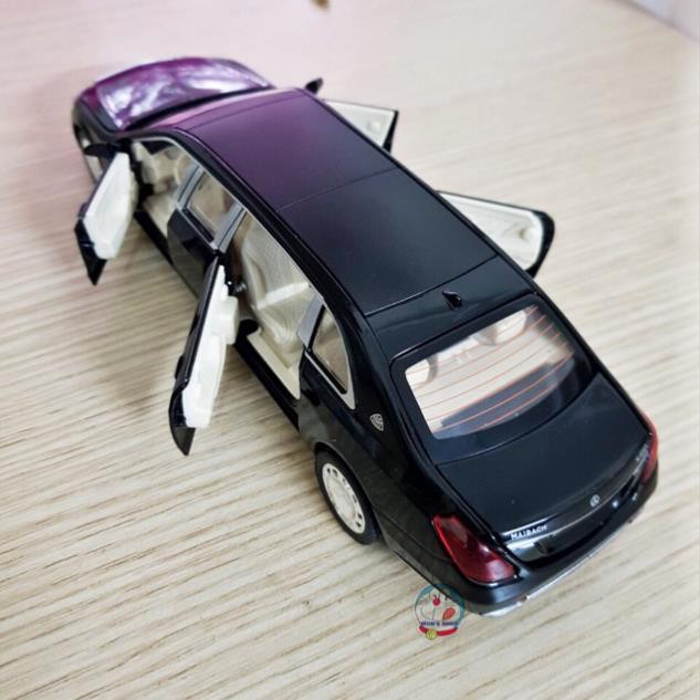 [freeship]] Xe mô hình Mercedes Maybach S600 Pullman tỉ lệ 1:32, cấu tạo kim loại, dùng pin, có âm thanh, ánh sáng