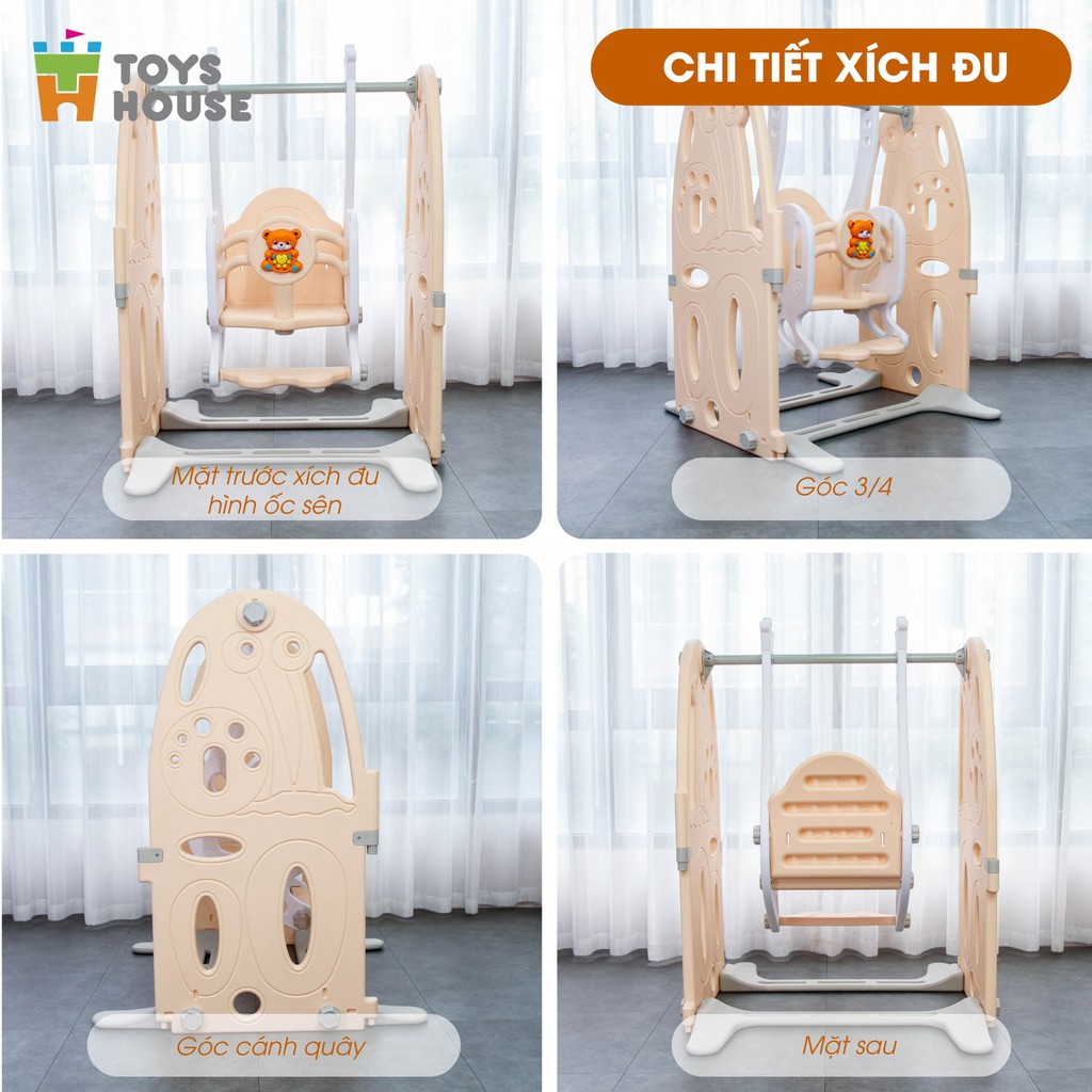 Xích đu hình ốc sên có nhạc CAYABE KT 87.5*82*113cm màu cam cho bé