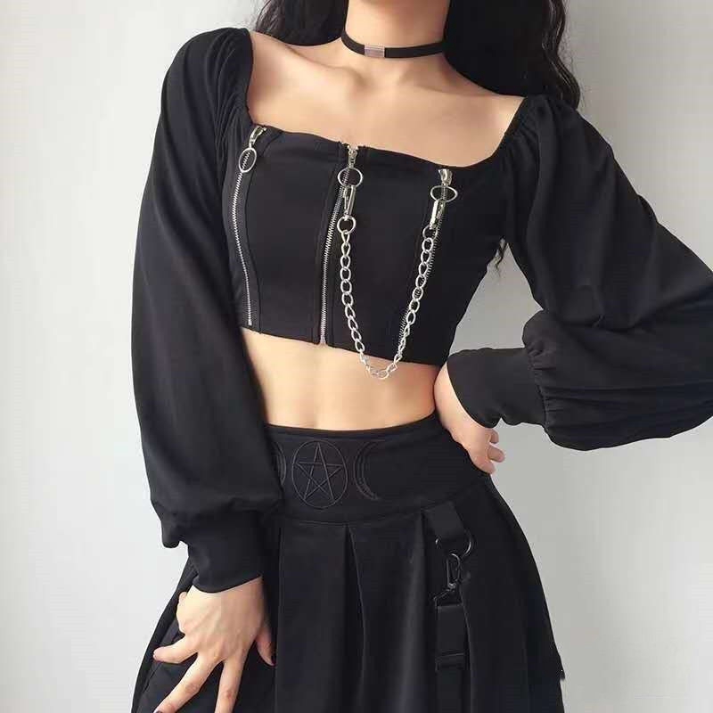 Áo Thun Lửng Tay Dài Phong Cách Hip Hop Đường Phố Harajuku