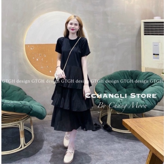 VÁY THIẾT KẾ THUN PHỐI DẬP LY TẦNG CHẤT ĐẸP MS24891