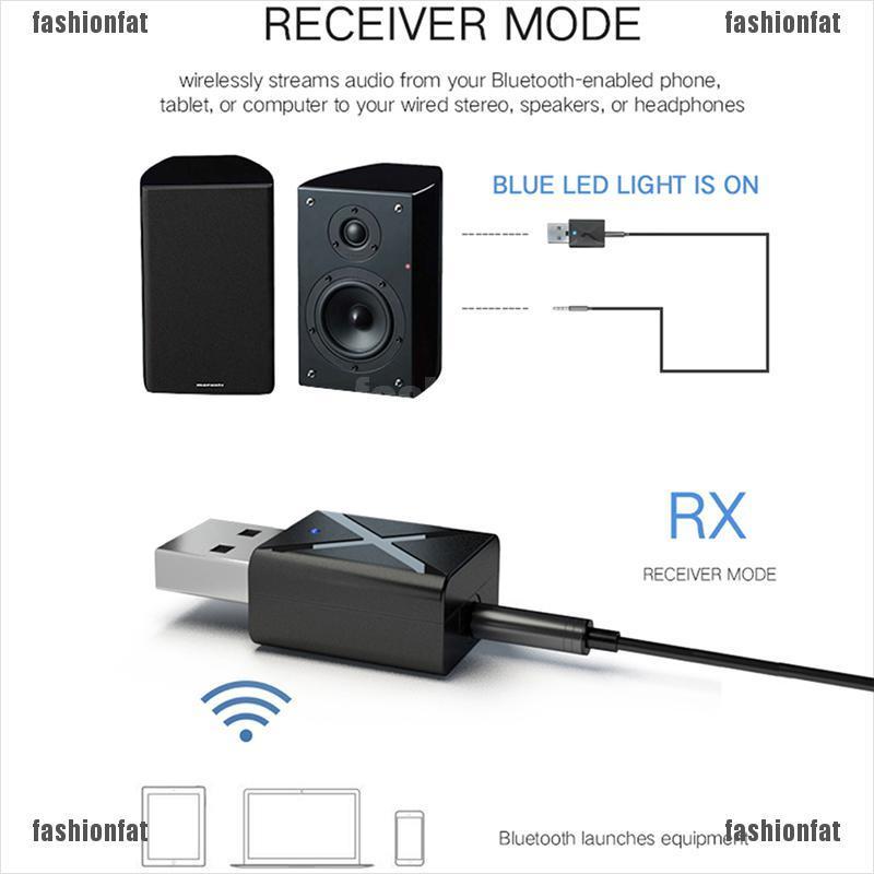 [Iron] Car 2-in-1 Transmitter Receiver Wireless Audio USB Bluetooth FM Adapter 5.0