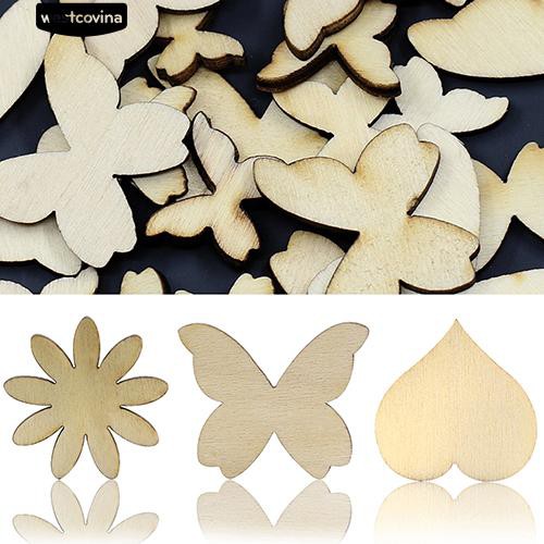 Set 50 Cúc Áo Gỗ Hình Hoa Và Bướm Xinh Xắn Dùng Để Trang Trí Đồ Thủ Công