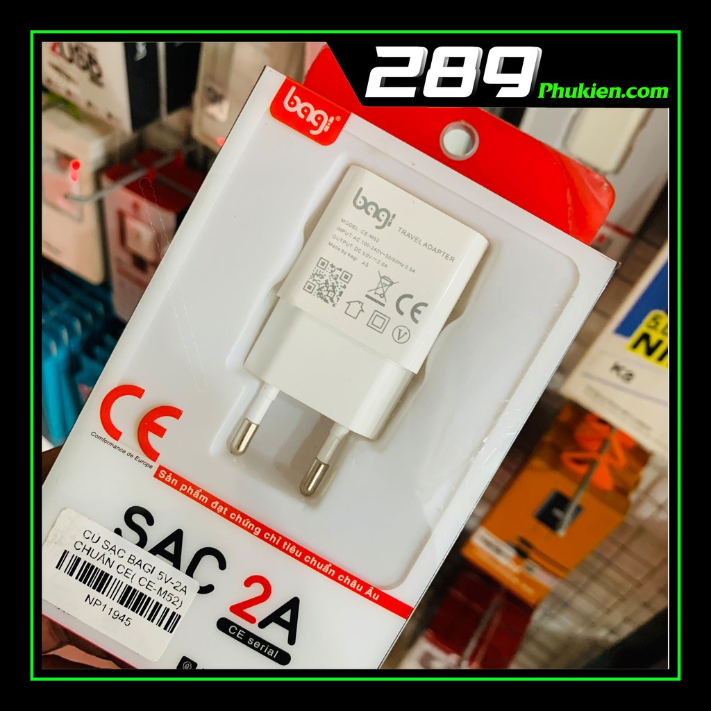 Củ sạc 5V-2A Bagi ( có chứng chỉ CE châu âu) CE-M52 Bảo Hành 6 Tháng 1 Đổi 1