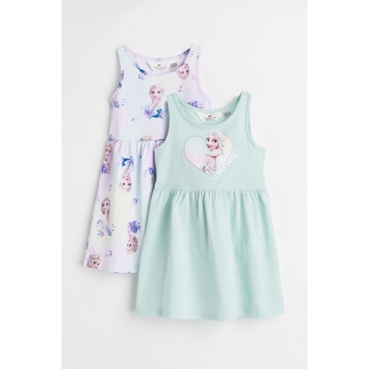 Set 2 váy sát nách cotton Hm Auth cho bé gái từ 11kg đến 19kg