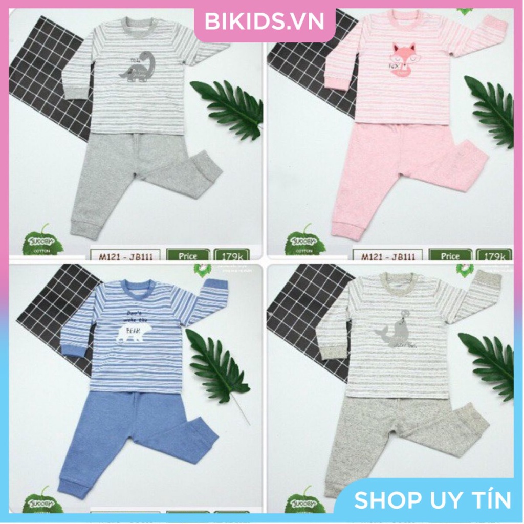 Judoby - Bộ ss cài vai kẻ chất cotton nỉ JB111 (6-24m)