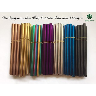 1 Ống hút Inox không rỉ kèm 1 cọ Inox | loại lớn uống trà sữa, trân châu | đa dạng màu sắc, tái chế và eco -friendly.