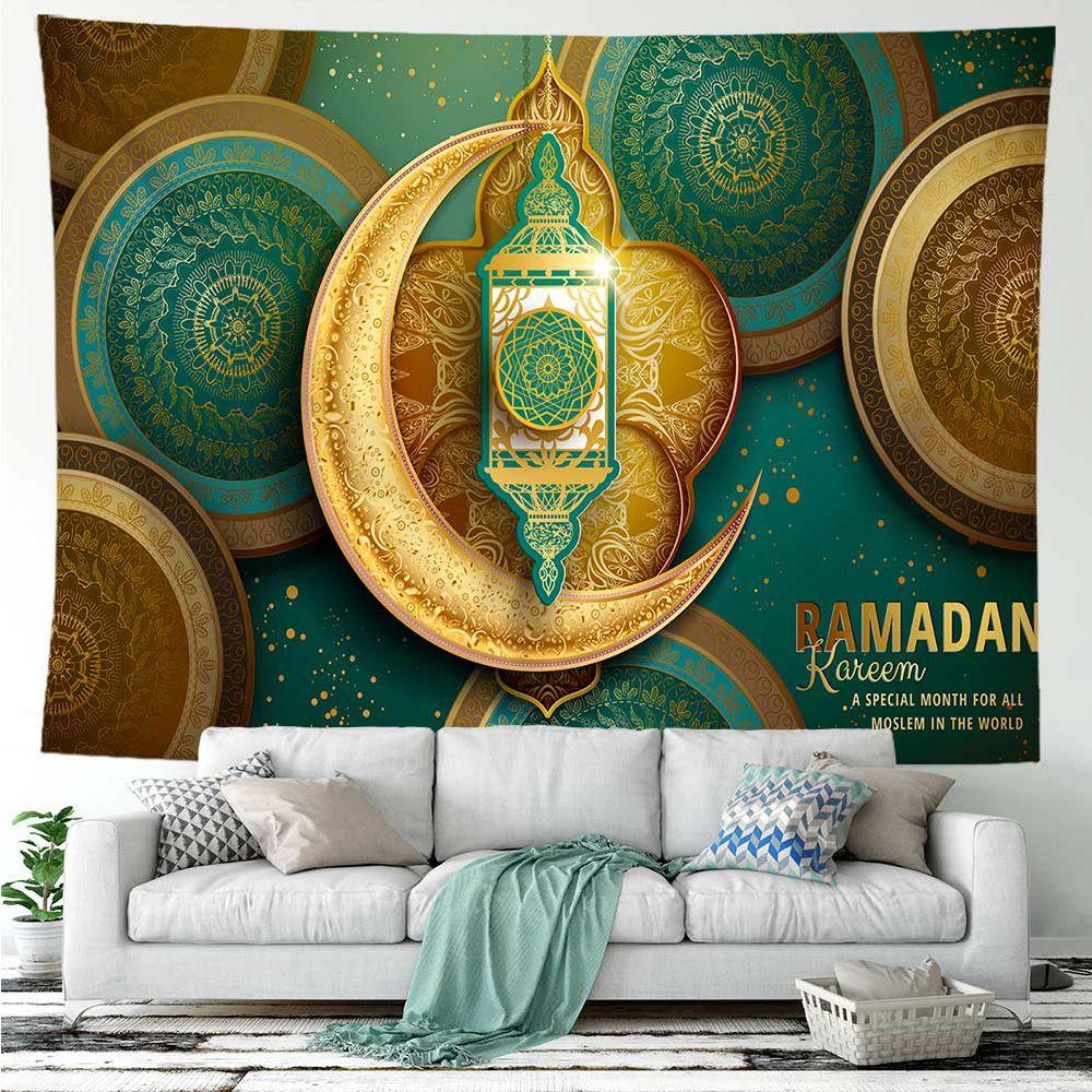 KUNHEV Thảm Treo Tường Trang Trí Họa Tiết Hoa Mẫu Đơn Phong Cách Hồi Giáo