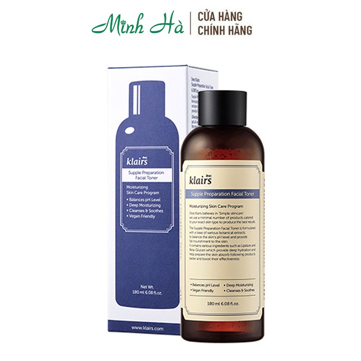 Nước hoa hồng Klairs Supple Preparation Facial Toner 180ml - mỹ phẩm MINH HÀ cosmetics