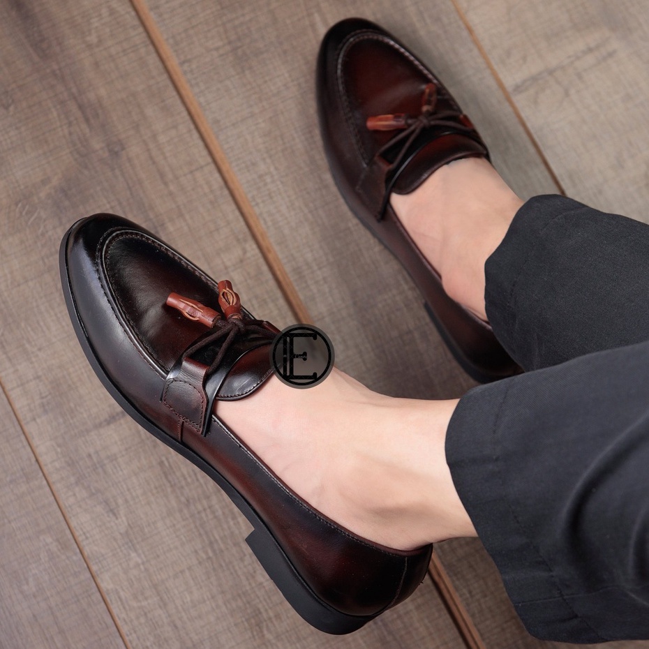 Giày lười nam cao cấp kiểu dáng Tassel Loafer da bò thật bảo hành 1 năm - Mã T33
