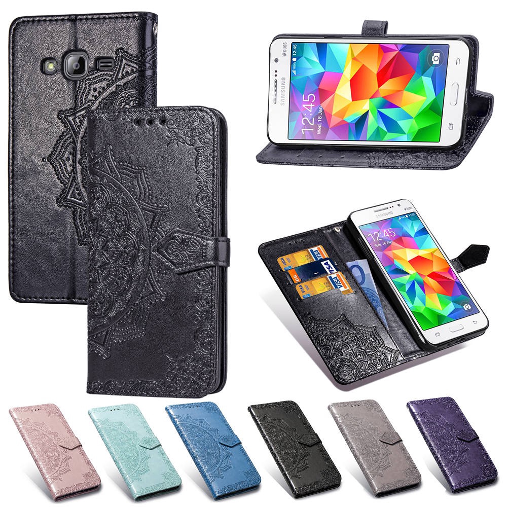 PU Leather Flip Wallet Case with Card Slot and Kickstand for Samsung Galaxy C8 J7 Plus Feel 2 Grand Prime G530 Scv43
