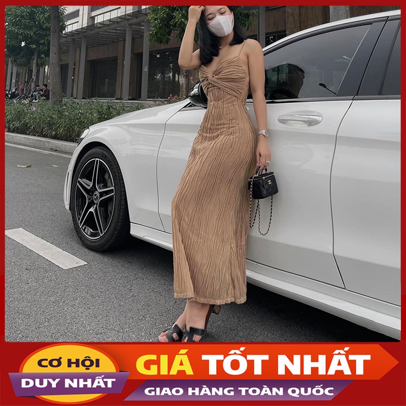 Váy 2 Dây Maxi Xoắn Ngực Hàng Quảng Châu Loại 1 M2022-Violet