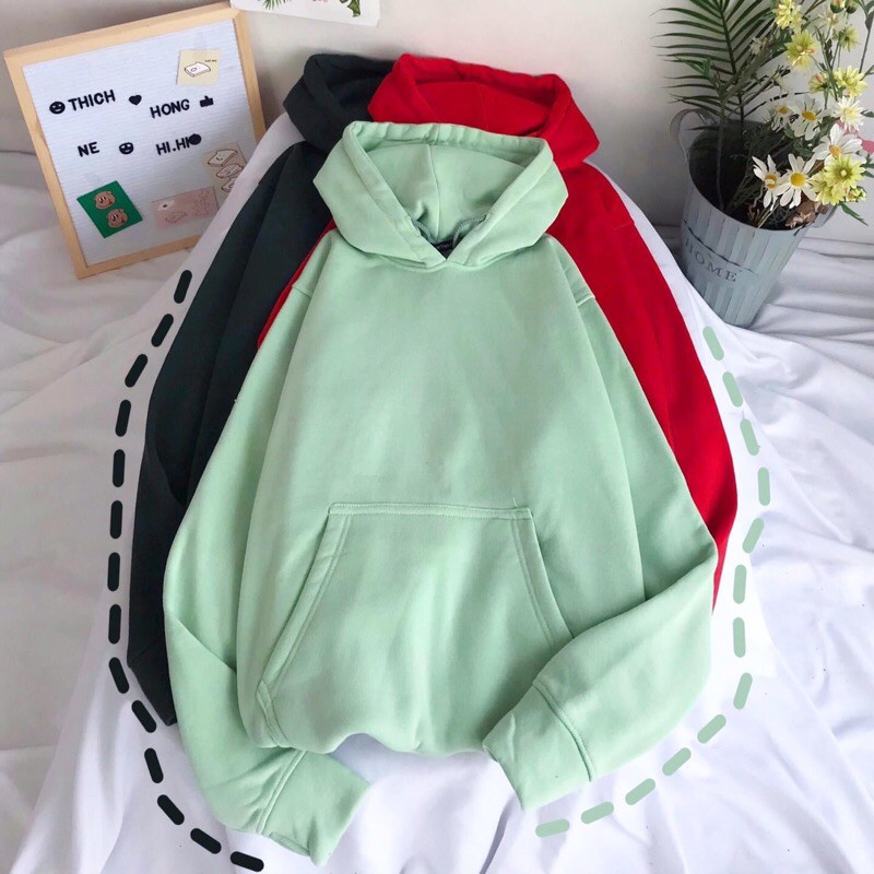 Áo Hoodie Basic Túi Bụng Màu Mới Clip Thật