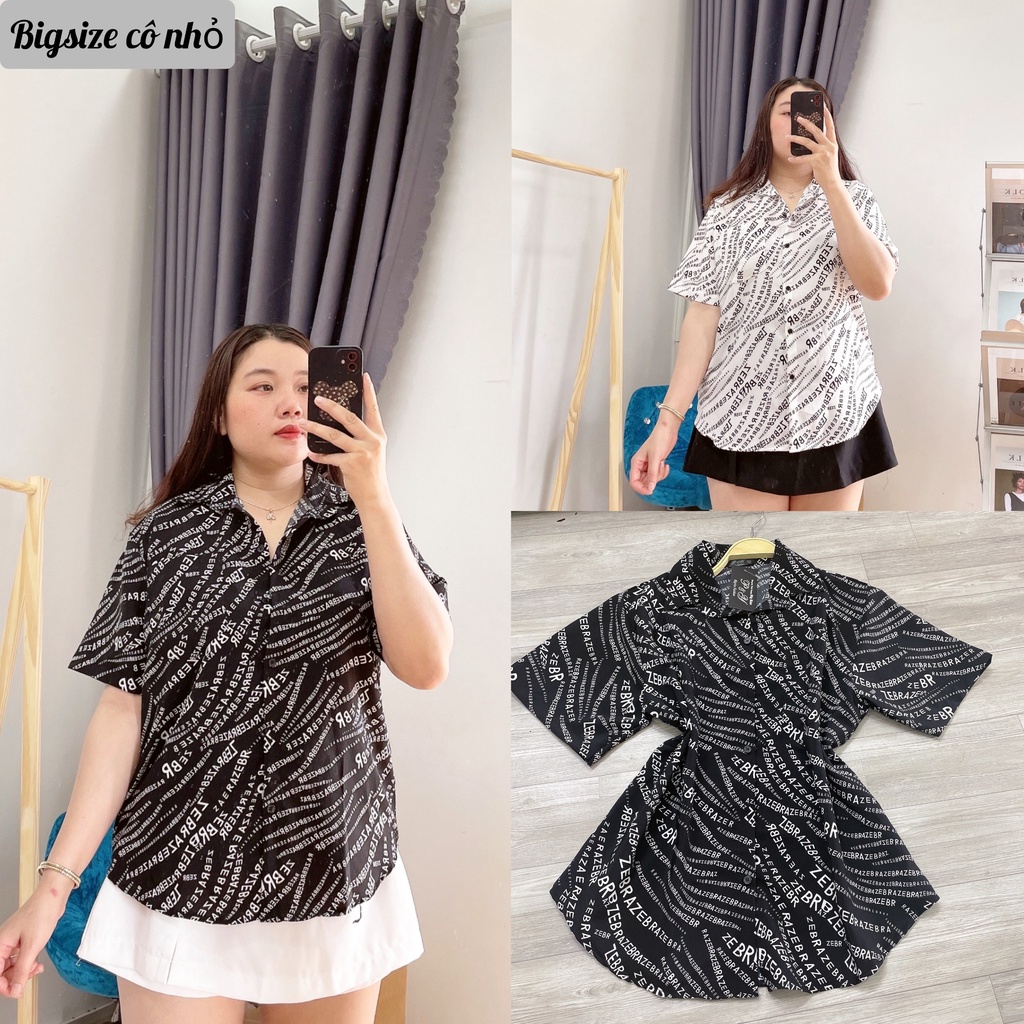 Áo Sơ Mi Họa tiết Nữ Bigsize tay ngắn chất liệu vải kate lụa mát xinh, Áo Sơ Mi Kiểu Công Sở MÃ SMHT CHU
