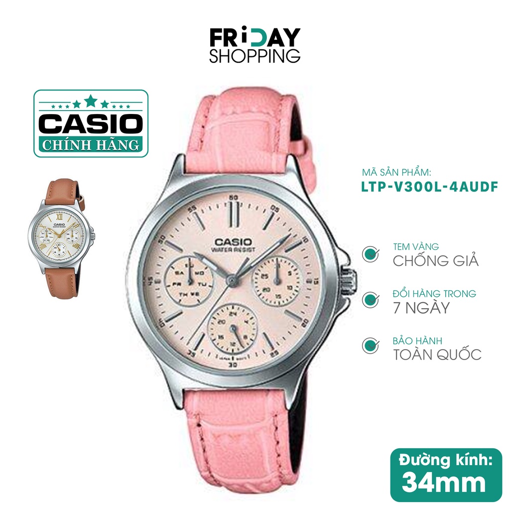 Đồng hồ Casio nữ LTP-V300L-4AUDF dây da chính hãng