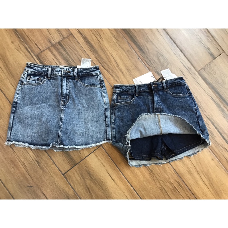 Chân váy jean chữ A có quần bên trong-CT jeans