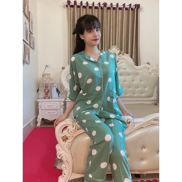 Pijama lụa cao cấp cánh dơi quần dài áo cộc bigsize | BigBuy360 - bigbuy360.vn