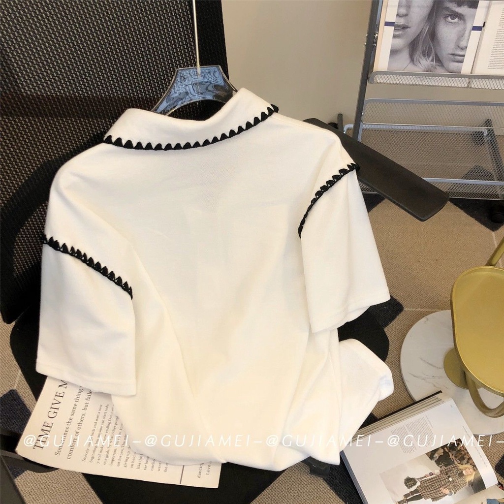 Áo Thun polo Tay Ngắn Đính Kim Cương Kiểu Phương Tây Size Lớn 300 Jin Thời Trang Mùa Hè Cho Nữ