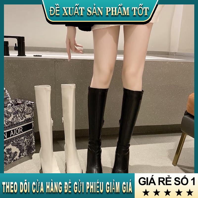 Giày cao gót┇☊bốt gối (boot đùi) siêu ôm da lì trơn- khoá gót 7p (full hộp) mã 249