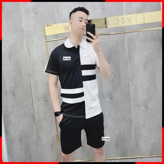 Bộ đồ nam, Set thể thao nam Polo logo Lát Cốt phối trắng cao cấp (có bigsize tới 88kg) T&N Shop