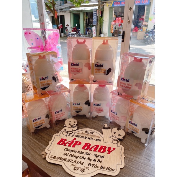 BÌNH SỮA BÒ KICHI silicone chính hãng size 180ml/260ml
