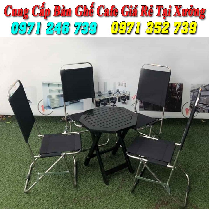 Ghế xếp cafe, ghế xếp inox lưng cao vải bố dày giá rẻ