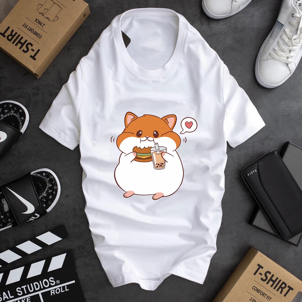 Áo phông mang hình chú chuột hamster ngầu lòi dễ thương hàng mới về sll - qk62