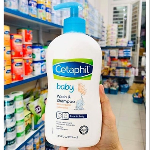 1 chai tắm gội Cetaphil baby gentle wash & shampoo with organic calendula 400ml