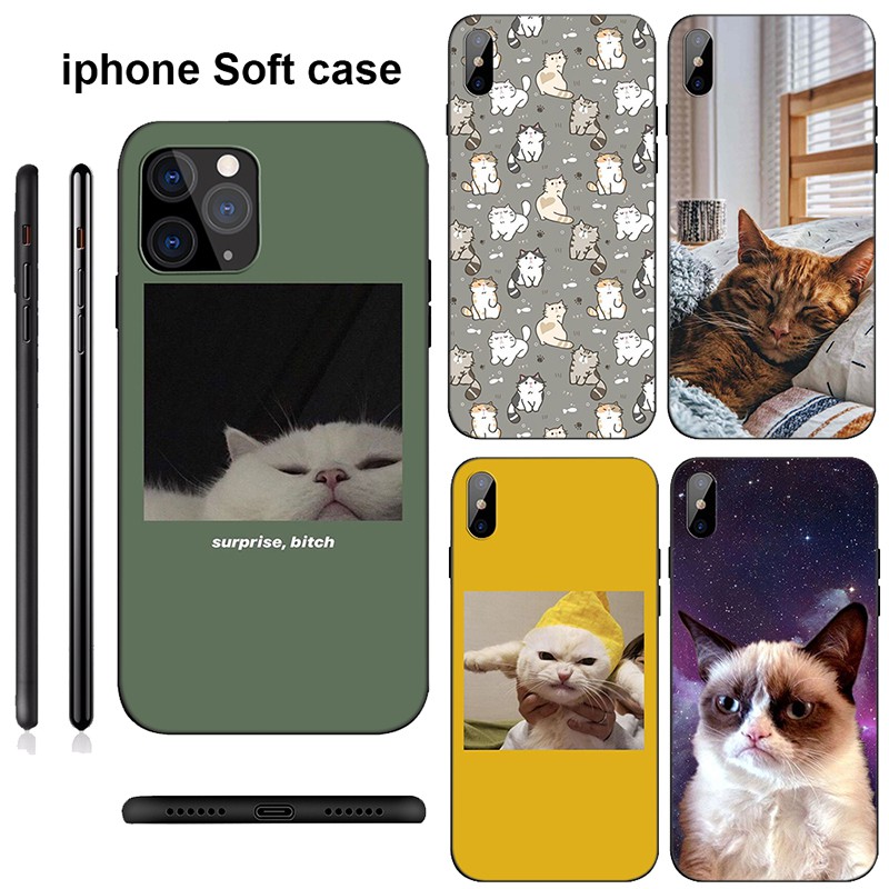 Ốp điện thoại mềm in hình mèo dễ thương LU152 thích hợp cho iPhone X Xs Max XR 6 6s 7 8 Plus 5 5s SE 2020 6+ 6s+ 7+ 8+
