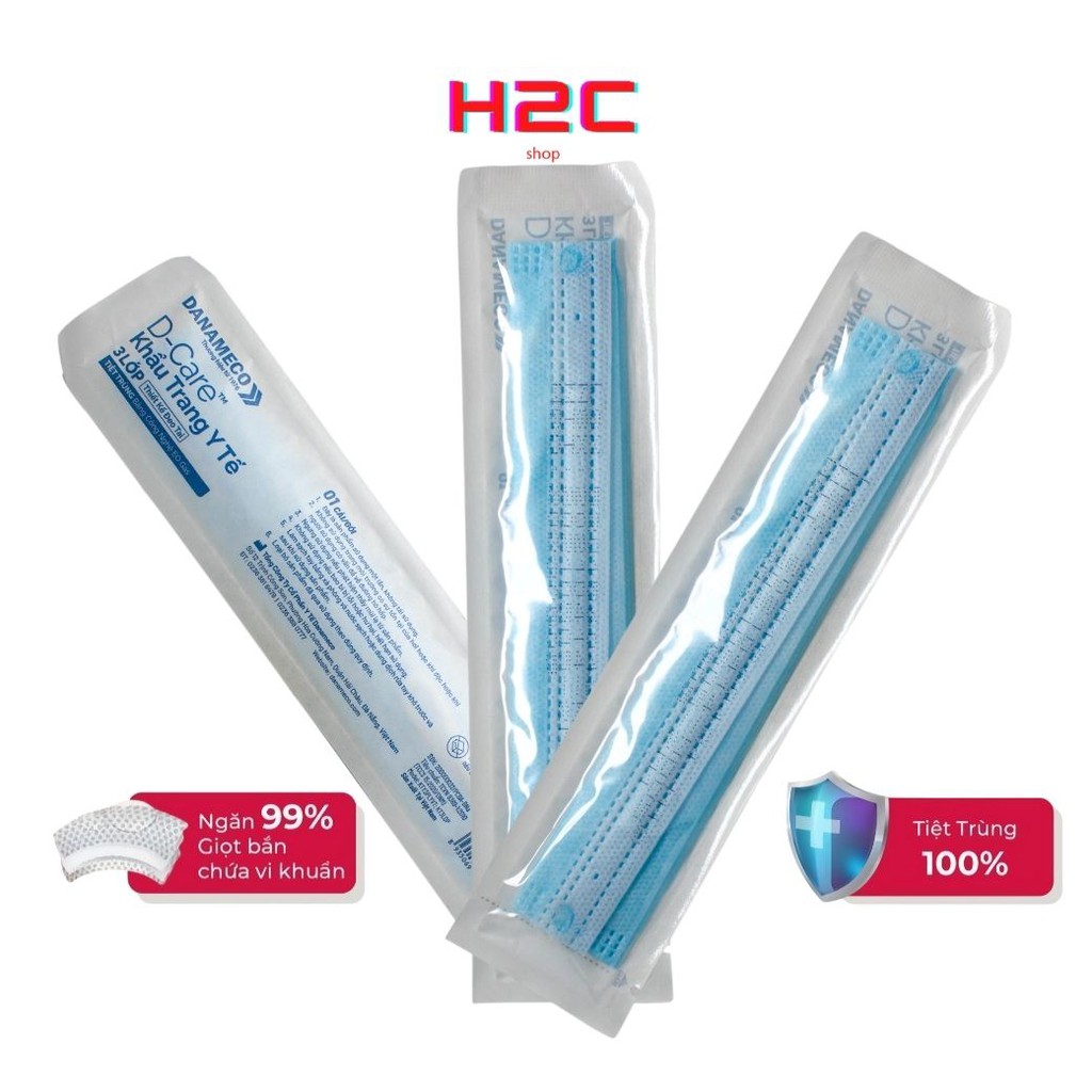 KHẨU TRANG Y TẾ TIỆT TRÙNG TỪNG CHIẾC DANAMECO (3 lớp kháng khuẩn) H2C | BigBuy360 - bigbuy360.vn