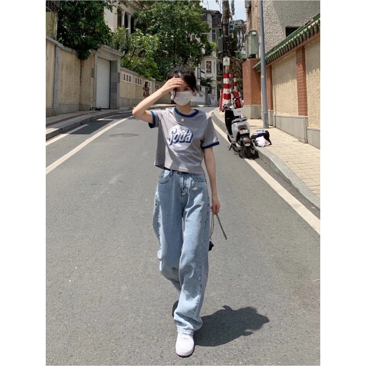 Quần jeans nữ ống rộng TREND JEANS phom baggy ống suông Top xu hướng 2022